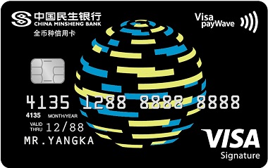 民生银行芯动信用卡(VISA品牌)